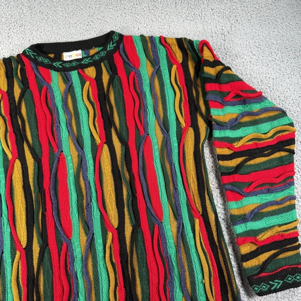 Vintage Coogi Sweater Mens Large Multicolor Australia Mercerised Hip‎ Hop 90s